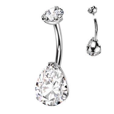 Classic Titanium Teardrop Belly Ring with Internal Threading