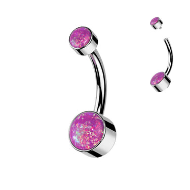 Titanium Internally Threaded Opal Belly Bars