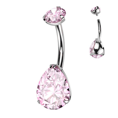 Classic Titanium Teardrop Belly Ring with Internal Threading