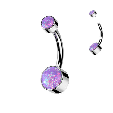 Titanium Internally Threaded Opal Belly Bars