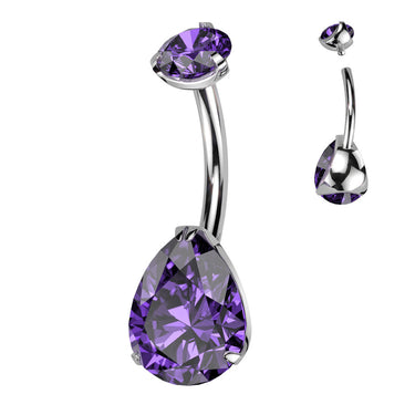 Classic Titanium Teardrop Belly Ring with Internal Threading