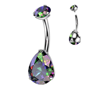 Classic Titanium Teardrop Belly Ring with Internal Threading