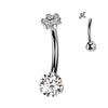 The Titanium Flower Topper Belly Ring with Internal Threading