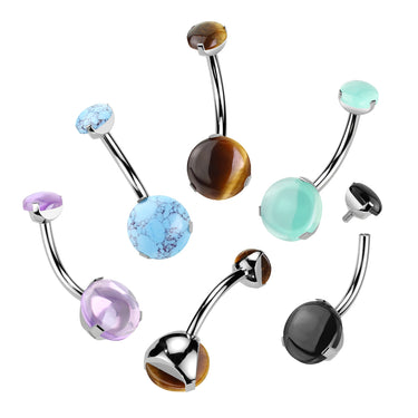 Implant Grade Titanium Natural Stone Belly Ring with Internal Threading