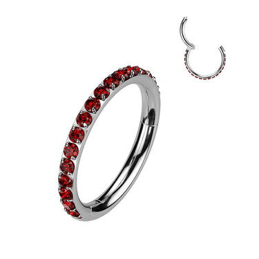 Titanium Seamless Hinged Clicker Hoop with SIDE Round Gem Pave