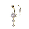 Floweret Dew Drop Dangling Belly Ring with Gold Plating