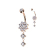 Floweret Dew Drop Dangling Belly Ring with Rose Gold Plating