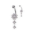 Floweret Dew Drop Dangling Belly Ring