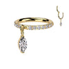 Marquise Drop Paved Titanium Hinged Clicker Earring with Gold Plating