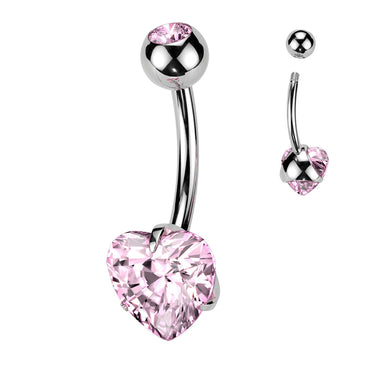 Titanium Heart Solitaire Belly Rings