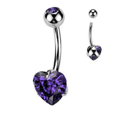 Titanium Heart Solitaire Belly Rings