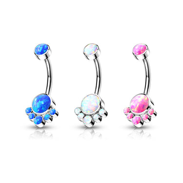 Adorned Titanium Internally Threaded Opal Belly Bars