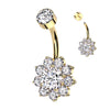 Gold Titanium Floweret Belly Ring with Internal Threading