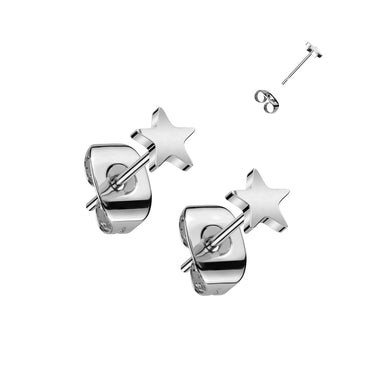 Titanium Star Earring with Traditional Butterfly Backing (PAIR)