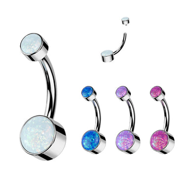 Titanium Internally Threaded Opal Belly Bars