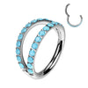 Solid Titanium Duo Stacked Turquoise Hoop Body Jewellery. Hinged Helix Earring.