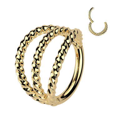 Twisted Halo - Stacked Hoop Earrings with Gold Plating. Conch, Cartilage Earrings.