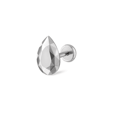 Faceted Gold Pear Threaded Stud Earring by Maria Tash in 14K White Gold.