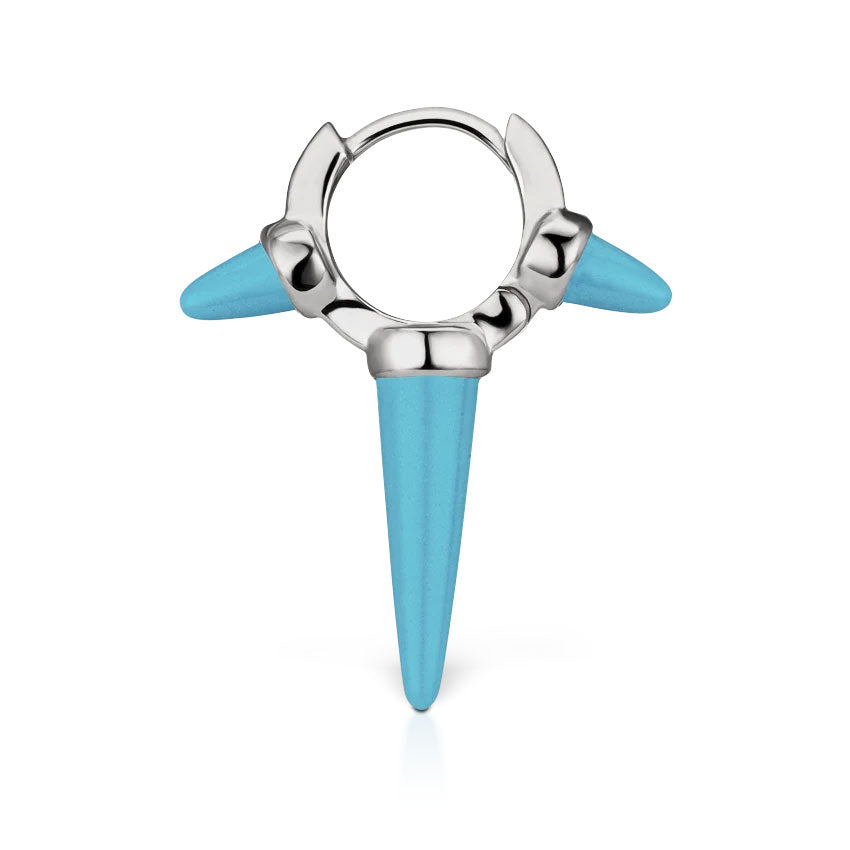 Triple Long Turquoise Spike Hoop Earring by Maria Tash in White Gold