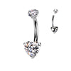 Internally Threaded White Gold Heart Belly Ring