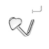 Little Lover L-Shape Heart Nose Stud in 14K White Gold