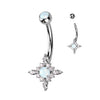 Joya Opal Belly Button Ring in 14K White Gold