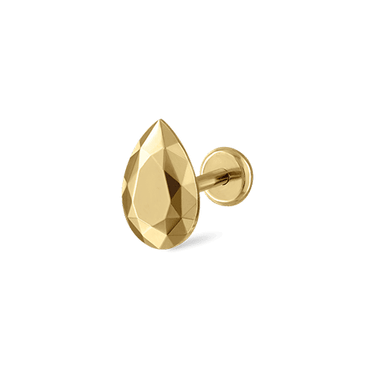 Faceted Gold Pear Threaded Stud Earring by Maria Tash in 14K Yellow Gold.