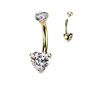 Internally Threaded Gold Heart Belly Ring