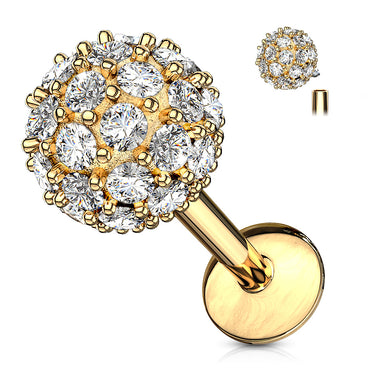 Gold Motley™ Threaded Stud Body Jewellery. Earrings, Lips, Tragus and Cartilage.