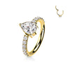 Saccharine Quartz Titanium Clicker Earring with Gold PVD