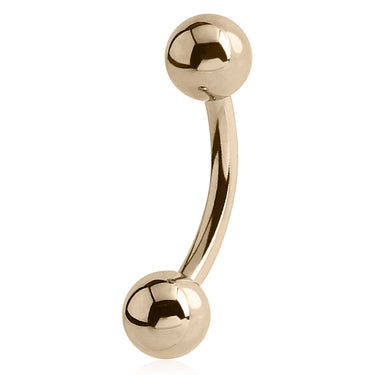 Matching Ball Curved Bananabell with Gold Plating - Basic Curved Barbell. Navel Rings Australia.