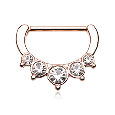 Classic Bezel Pave Nipple Clicker with Rose Gold Plating - Nipple Ring. Navel Rings Australia.