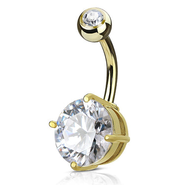 Kingdom Gem Belly Ring in 14K Gold - Fixed (non-dangle) Belly Bar. Navel Rings Australia.