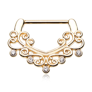 Gold Victorian Filigree Nipple Clicker - Nipple Ring. Navel Rings Australia.