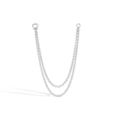 Long Double Chain Connecting Charm by Maria Tash in White Gold