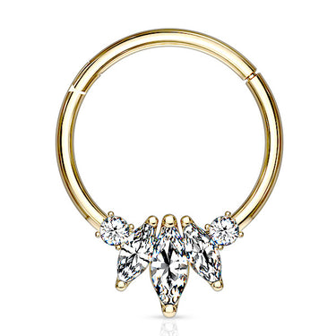 Marquise Septum & Daith Clicker in 14K Gold - Septum. Navel Rings Australia.