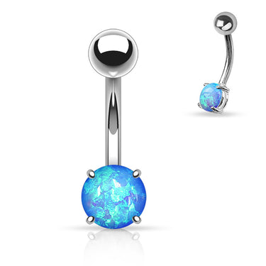 Sabella Prong Opal Belly Ring - Basic Curved Barbell. Navel Rings Australia.