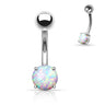 Sabella Prong Opal Belly Ring - Basic Curved Barbell. Navel Rings Australia.