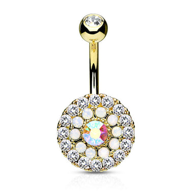 Juliet's Triple Tiered Belly Bar with Gold Plating - Fixed (non-dangle) Belly Bar. Navel Rings Australia.