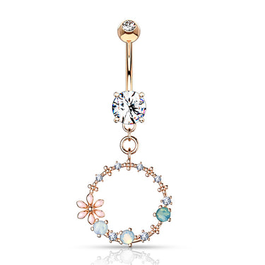 Hoola Matrix Belly Dangle with Rose Gold Plating - Dangling Belly Ring. Navel Rings Australia.