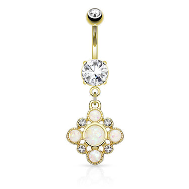 Gypsy Soul Opal Belly Drop with Gold Plating - Dangling Belly Ring. Navel Rings Australia.