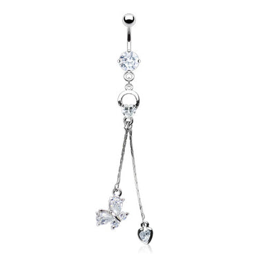 Valentina Butterfly Love Belly Dangle - Dangling Belly Ring. Navel Rings Australia.