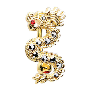 Golden Festival Dragon Belly Bar - Reverse Top Down Belly Ring. Navel Rings Australia.