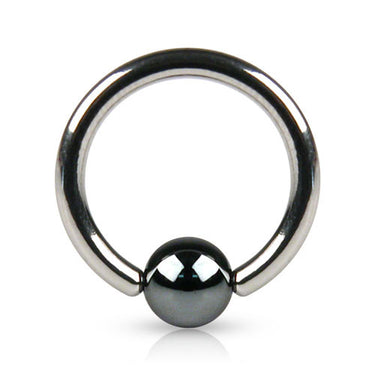 Hematite Ball Captive Navel Rings with Titanium Plating - Captive Belly Ring. Navel Rings Australia.