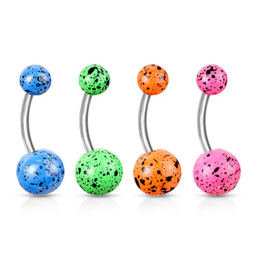 Fluorescent Paint Splat Belly Bars - Basic Curved Barbell. Navel Rings Australia.