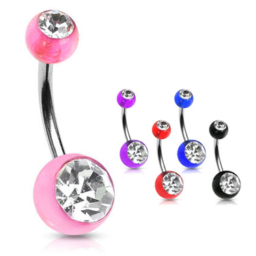 The Classic Duo Gem Acrylic Belly Rings - Basic Curved Barbell. Navel Rings Australia.