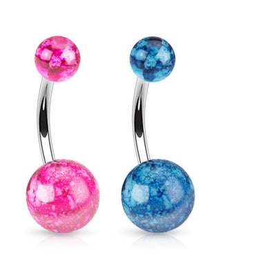 Pearly Splatter Paint Acrylic Belly Ring - Basic Curved Barbell. Navel Rings Australia.