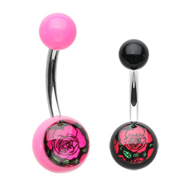 Rose Passion Belly Bar - Basic Curved Barbell. Navel Rings Australia.