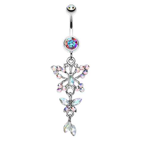 316L Extra Long Dangling Butterfly Belly Rings. Choose from 6 Colours ...