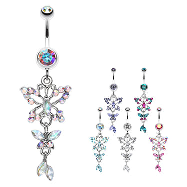 The Albatross Butterfly Navel Ring - Dangling Belly Ring. Navel Rings Australia.